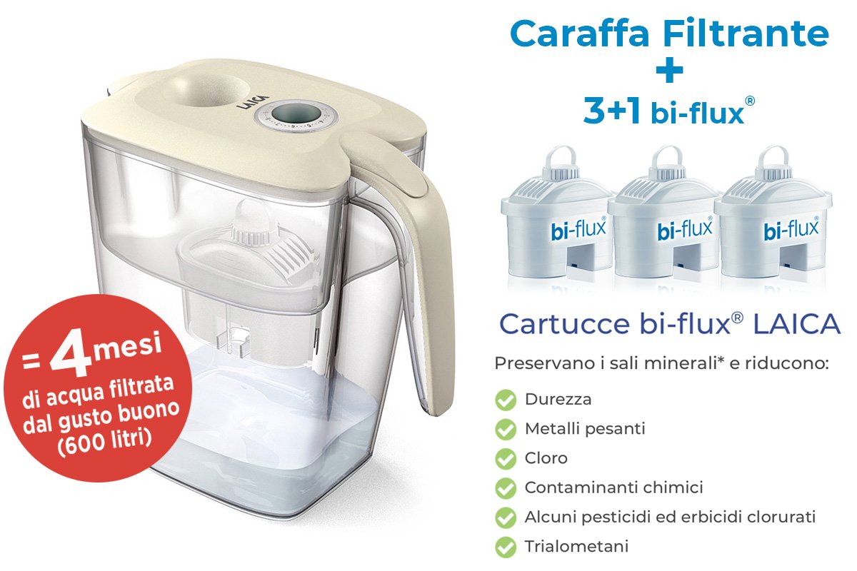 Caraffa filtrante LAICA BIG (Roma) + 3 filtri Bi-flux®
